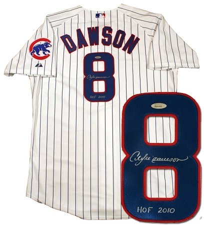 Andre Dawson Autographed/Hand Signed Chicago Cubs Authentic Jersey - Inscribed Hof 2010