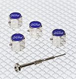 Produkt-Bild: RICHBROOK Offizielle Ford Logo Secure Blue & Silver Anti-Theft Radventil Staubkappen