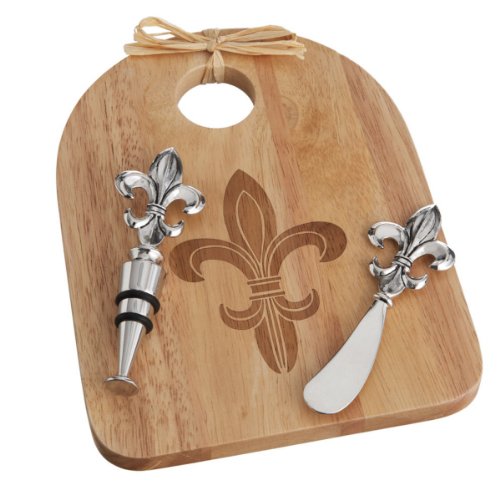Pack of 2 Fleur De Lis Wooden Cutting Boards with Spreaders and Stoppers