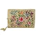 Silky Embroidered Brocade Jewelry Travel Organizer Roll Pouch - Champagne Gold