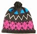 100% Alpaca Hat - Andean Collection In Designer Black, Calypso and Hot Pink