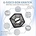 Vitabliss Cheese Grater - 6-sided Stainless Steel Box Grater for Hard Cheese, Parmesan, Vegetable