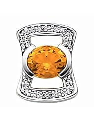 14K White Gold Oval Cut Spessartite Garnet and Diamond Pendant -- LIFETIME WARRANTY