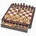 Brown and Natural French Staunton Style Chess & Checkers Set with a 15 Inch Black Stained Board with storage Drawer, By Wood Expressions