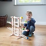 Ultrakidz Naturholz-Kugelbahn Schwubs mit 4 Kugeln und Rollspielzeug - 