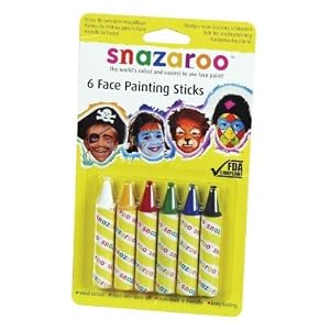 Face Painting Sticks 6/Pkg - Green/White/Red/Yellow/Blue/Black