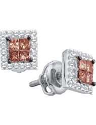 14K White Gold 0.33CT Brown Diamond Invisible Screw Back Earring