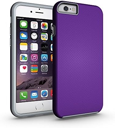 SINHONG iPhone 6s Case - [Free Glass Screen Protector] [Rugged Anti Slip Shell] Dual Layer Armor Defender Protective Cover Case for iPhone 6 6S 4.7 Inch - Purple