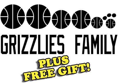 16" x 6.75" Grizzlies Basketball Family Vinyl Sticker Decal [Die-cut, White] + with Free Basketball Pencil