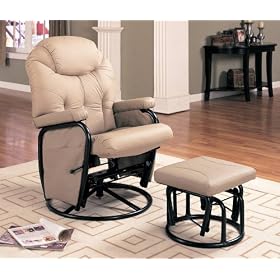 Glider Rocker with Ottoman in Beige Leatherette - Coaster