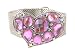 Bracelet - B180 - Glass & Crystal - Mesh Style with Adjustable Magnetic Closure ~ Pink Heart