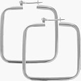 Square Geniune Sterling Silver Hoop Earrings