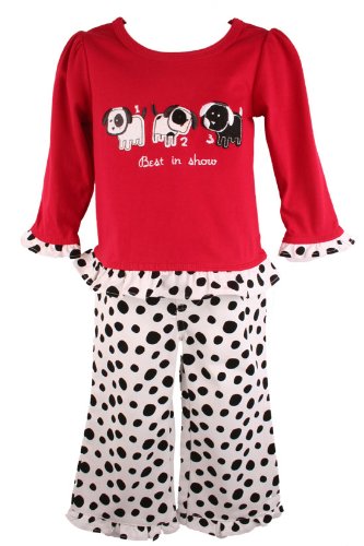 B T Kids Fall/Winter Baby Girls Puppies Polka Dot Pant Set-6-9 Months