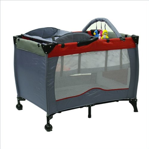 Dream On Me Deluxe Adjustable Height Play Yard with Changing Area, Gray