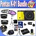 Pentax K-01 16MP APS-C CMOS Compact System Camera With 18-55mm and 55-200mm Lens (Yellow) + Extended Life Battery + 32GB SDHC Class 10 Memory Card + USB Card Reader + Memory Card Wallet + Deluxe Case w/Strap + Shock Proof Deluxe Case + Mini HDMI to HDMI Cable + 3 Piece Professional Filter Kit + Professional Full Size Tripod + Super Wide Angle Lens + 2x Telephoto Lens + Accessory Saver Bundle!