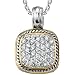 Dazzling Radiance: Designer Inspired Sterling Silver Cable Style Two-Tone Pave Diamond Pendant Necklace with CZ