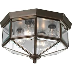Hexagonal Beveled Glass Outdoor Flush Mount Finish: White by Progress Lighting