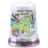 New York State Map Pearl Souvenir Collectible Thimble agc