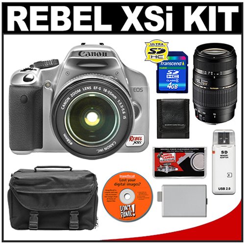Canon EOS Digital Rebel XSi 12.2-Megapixel SLR Camera & Canon EFS 18-55mm f/3.5-5.6 IS Zoom Lens + Tamron 70-300mm f/4-5.6 Di LD Macro Autofocus Lens + 4GB SD Memory Card + LP-E5 Battery + Case + Cameta Bonus Accessory Kit