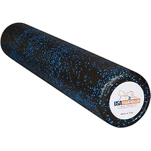 USA Foam Roller, Extra Firm High Density Foam Rollers for Exercise - 36 inch Black & Blue (2.8lbs/ft³ Density) with 3 Year Warranty
