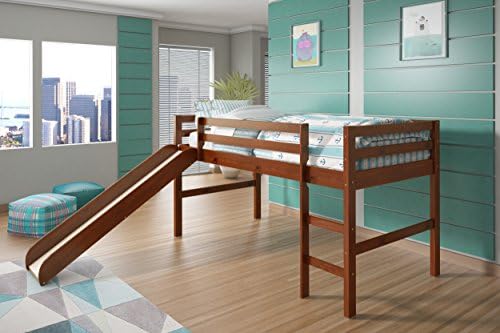 Kid's Twin Low Loft Bed w/ Slide - Espresso