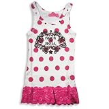 Haven Girl - Girls Ribbed Polka Dot Tank, White, Fuschia