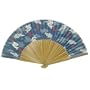 Japanese Silk Handheld Fan, Blue with Dragons, Clouds, and Red Seals HF141