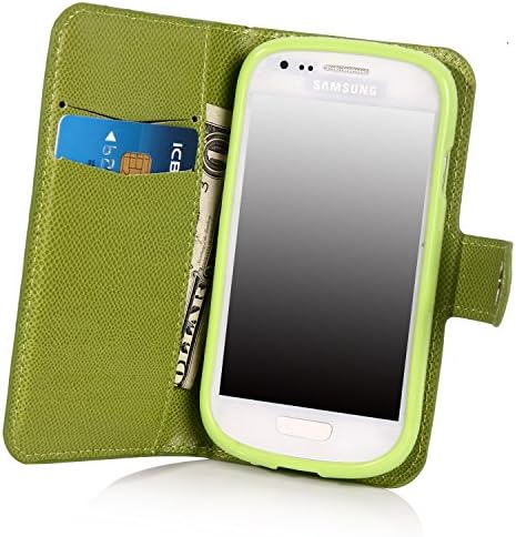 Galaxy S3 Mini Case, Galaxy S3 Mini Flip Case - E LV Galaxy S3 MINI Case Deluxe High Quality PU Leather Wallet Flip Case Cover for Samsung Galaxy S3 MINI i8190 (NOT FOR SAMSUNG S3) (Green, Samsung S3 Mini)