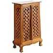 Handmade Asian Furniture - 40" Lattice Panels Storage Cabinet / End Table - Natural Finish