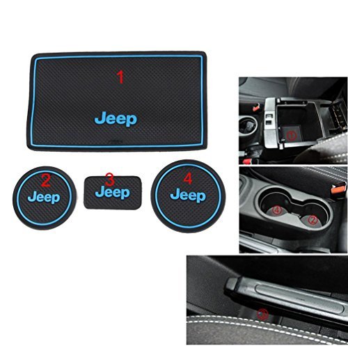 Anti-dust Non-slip Interior door Cup Holder Mats Mat For Jeep Wrangler JK 2008-2016 (Blue)