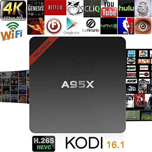 NEXBOX A95X-Android 5.1 TV Box Amlogic S905 Quad Core 64 Bit- Fully Loaded Kodi 16.1 Player-Ultra HD 4K-1GB/8GB-Buit in WiFi-Streaming Media Player with Learning Remote