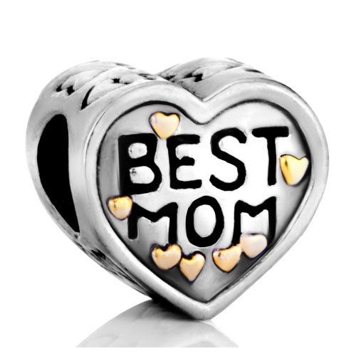 Pugster Heart Best Mom Charms Beads Fit Pandora Chamilia Biagi Charms Bracelet