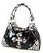 Women's Purse Hand Bag Black White Fuzzy Zebra Print with Cross