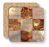 Untersetzer - Greetings und Ornament gold 9,3 x 9,3cm