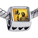 Gold Religion Holy Buddha Photo Heart European Charm Bead Bracelets - Pandora & Bracelet Compatible