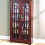 SEI Window Pane Media Cabinet, Cherry