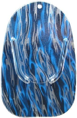 Blue & Silver Ghost Flames Custom Motorcycle Kickstand Pad from Redeye Laserworks