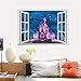 LUCKKYY®Castle Peel & Stick 3D Window View Decal Wall Decorations for Living Room
