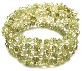 Peridot Stretch Bracelet w/ White Freshwater Cultured Pearls