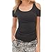 AJ FASHION Women's Scoop Neck Tees Casual Ruched Short Sleeve Cold Shoulder Top