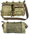 Stone Washed OD Green Mesh Bag With Leather Accents