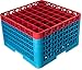 Carlisle RG49-5C410 OptiClean 49 Compartment Glass Rack with 5 Extenders, 11.9", Polypropylene, Red/Carlisle Blue