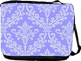 Pastel Blue Color Damask Design Messenger Bag - Book Bag - School Bag - Reporter Bag ***with matching Neoprene Pencil Case*** -School Bag - Reporter Bag - Unisex - Ideal Gift for all occassions!