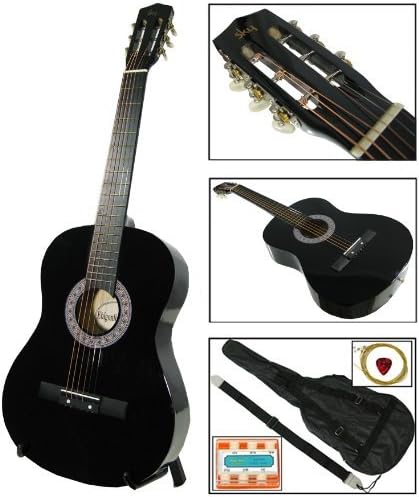 New Black Acoustic Guitar W/ Accessories Combo Kit Beginners