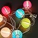 Set of 10 Multi Color Indoor/Outdoor Mini Oriental Style Nylon Lantern Plug-in String Lights - Expandable to 150 Lights