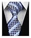 MINDENG New Men's Dark Blue Stripes Silver 100% Silk Necktie Classic Striped Tie
