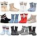 TeeHee Little Boys and Toddler Cotton Crew Socks 12 Pair Pack Gift Box (6-8 Years, Varsity Stripe & Solid)