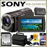 Sony HDR-CX360V HDRCX360 HDR-CX360 1080p High Definition 32GB Handycam Camcorder with Wide Angle G-Lens and 3-inch Touch-Screen + 16GB Card + Sony Case + Extra Sony Battery + Accessory Kit