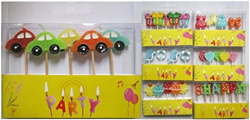 Party Birthday Pick Cake Candle Five Colors Cars