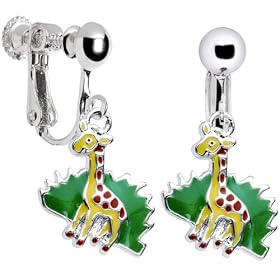 Handcrafted Giraffe Clip On Earrings